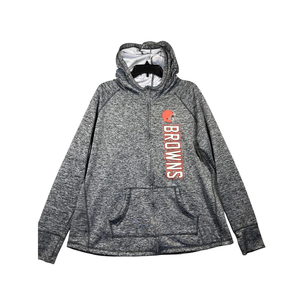 Cleveland Browns Hoodie Womens XL Gray Full Zip Jacket NFL Team Apparel Football